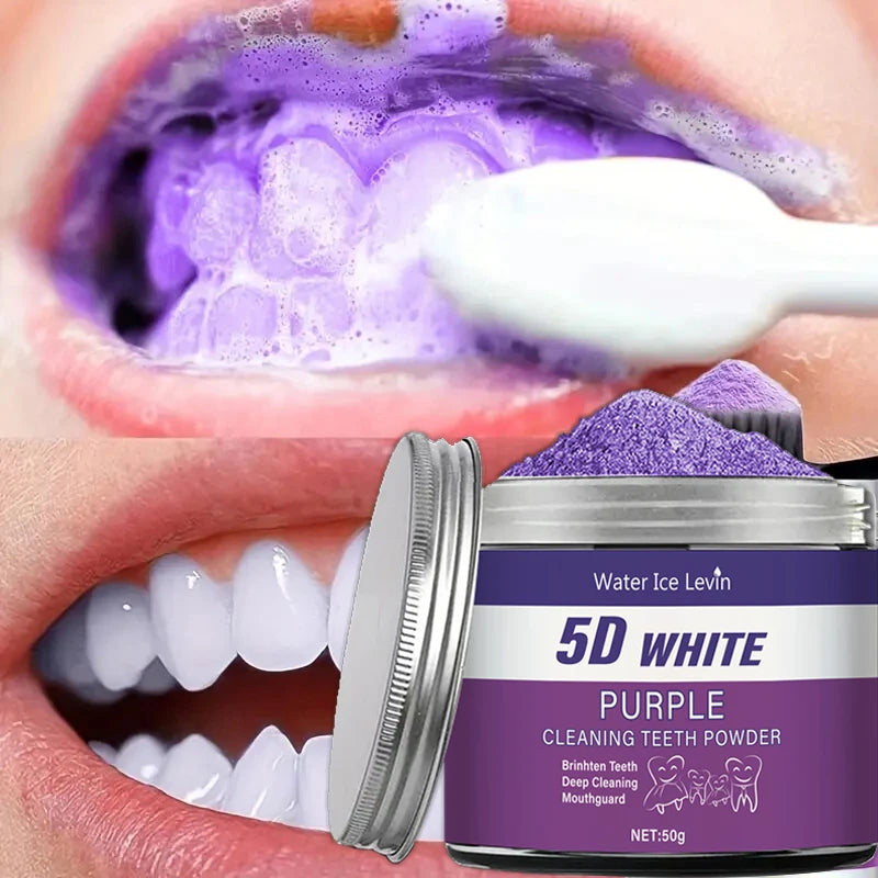 Purple Teeth Whitening Powder - Stain Removal, Fresh Breath