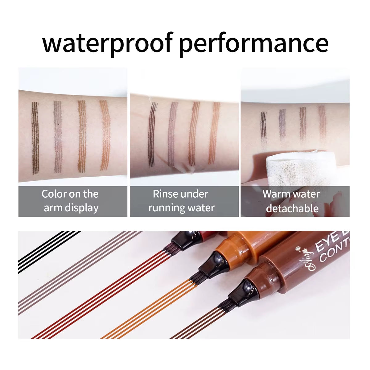 4-Fork Microblading Eyebrow Pencil - Waterproof, Long-Lasting