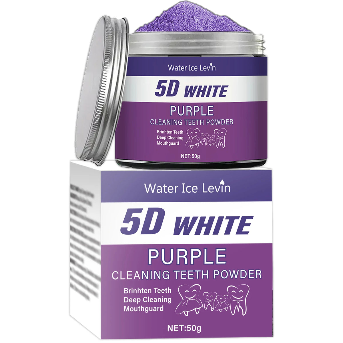 Purple Teeth Whitening Powder - Stain Removal, Fresh Breath